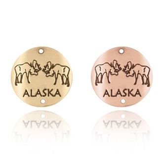 Alaska with Two Moose Souvenir Medallion