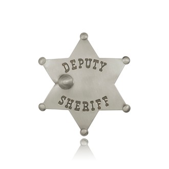 Nickel Finish Deputy Sheriff Badge with Bullet Hole