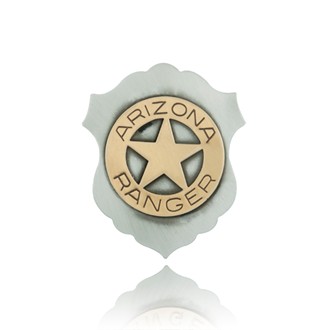 Nickel Finish Shield Arizona Ranger Badge with Overlay