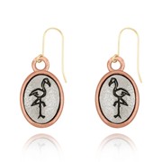 Flamingo Left & Right Mini-Elegance Oval Two Tone Earrings