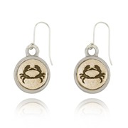 Crab Mini-Elegance Round Two Tone Earrings