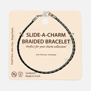 Carded Jet and Gray Braided Bracelet with Silver Finish Ends
