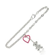 Teddy Bear and Heart Link Bracelet