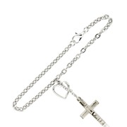 LIFE Cross and Heart Link Bracelet