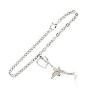 Dolphin and Heart Link Bracelet