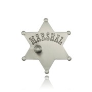 Nickel Finish Marshal Badge with Bullet Hole