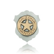 Nickel Finish Shield Arizona Ranger Badge with Overlay