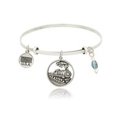 Train in Circle Adjustable Bangle Bracelet