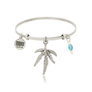 Marijuana Leaf Flat Adjustable Bangle