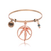 Marijuana Leaf Ring Flat Adjustable Bangle