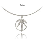 Marijuana Leaf Ring Round Collar Pendant