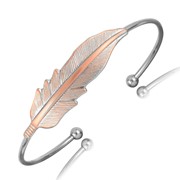 Feather Two-Tone Ball-End Wire Cuff