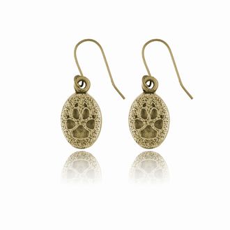 Wolf Paw Print Oval Earring