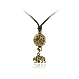 Bear Paw Print Round Adjustable Pendant Bear Drop Charm