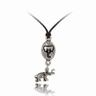 Elephant Oval Adjustable Pendant Elephant Charm Drop