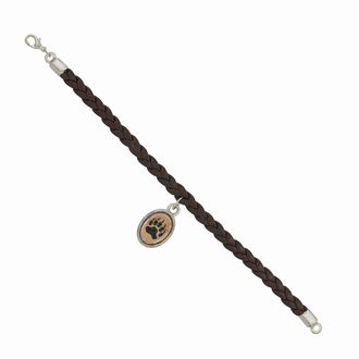 Bear Paw Print Mini-Elegance Oval 8 1/2" Braided Bracelet