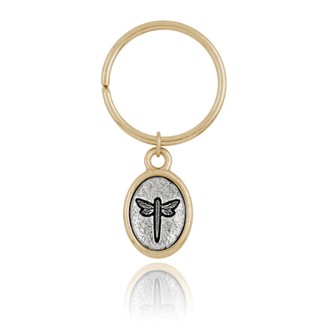 Dragonfly Mini-Elegance Two Tone Oval Key Ring