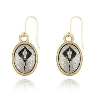 Sting Ray Mini-Elegance Oval Two Tone Earrings