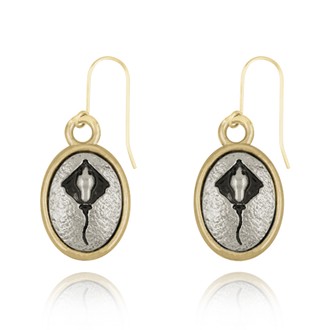 Sting Ray Mini-Elegance Oval Two Tone Earrings