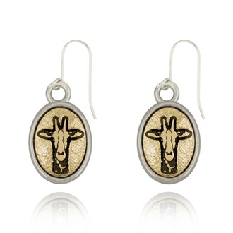 Giraffe Mini-Elegance Oval Two Tone Earrings