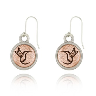 Hummingbird Left & Right Mini-Elegance Round Two Tone Earrings