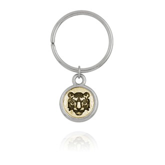 Tiger Face Mini-Elegance Two Tone Round Key Ring