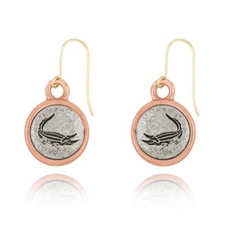 Alligator Left & Right Mini-Elegance Round Two Tone Earrings