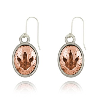 Dinosaur Print Mini-Elegance Oval Two Tone Earrings