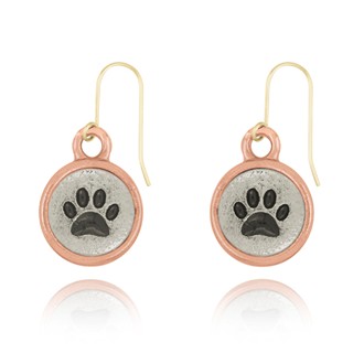 Pet Paw Mini-Elegance Round Two Tone Earrings