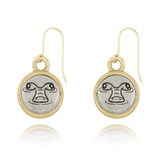 Alligator Face Mini-Elegance Round Two Tone Earrings