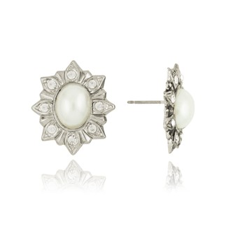 Oval and Simulated Stone and Rhinestone Ear