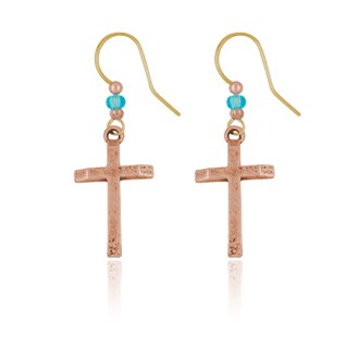 Beveled Edge Cross Earrings