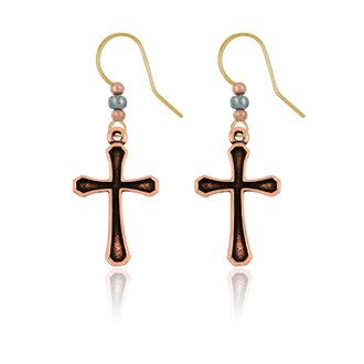 Rounded Edge Outline Cross Earrings