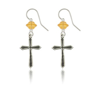 Pointed Edge Outline Cross Earrings