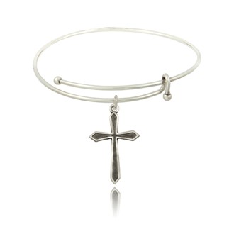 Pointed Edge Outline Cross Slider Bangle