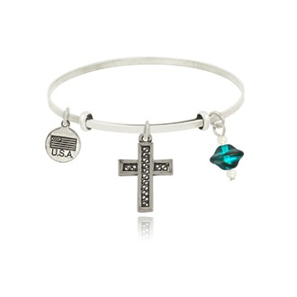 Bordered Cross Adjustable Bangle Bracelet