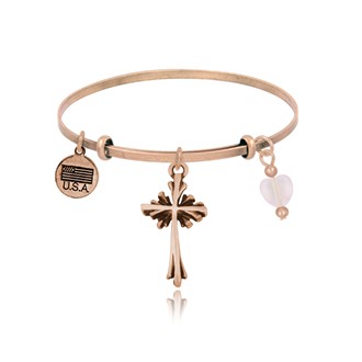 Flanked Cross Adjustable Bangle Bracelet