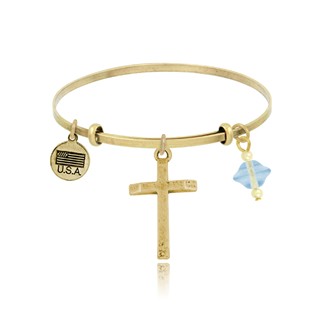 Beveled Edge Cross Adjustable Bangle Bracelet