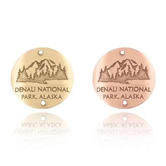 Denali National Park AK with Trees Hiking Medallion