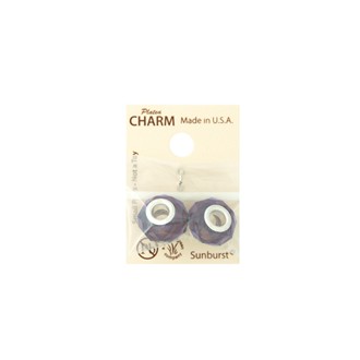 Two Violet Color Glass Beads in Polybag