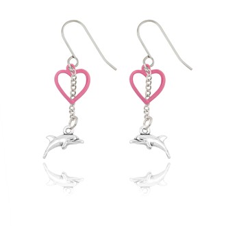 Dolphin and Heart Earrings