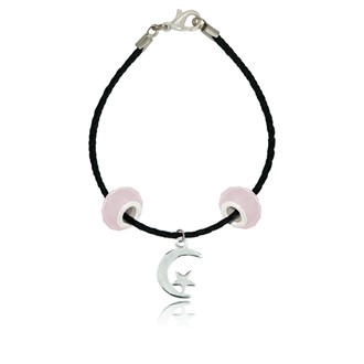 Moon with Star Braided Bangle Bracelet