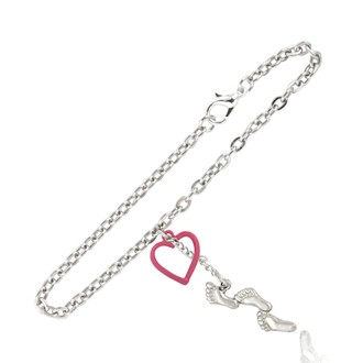 Footprints and Heart Link Bracelet