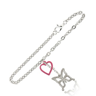 Open Butterfly and Heart Link Bracelet