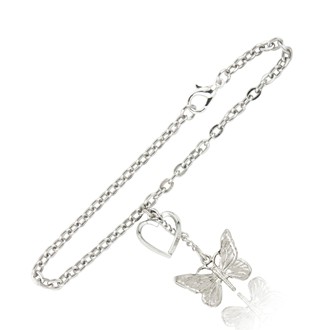 Butterfly and Heart Link Bracelet