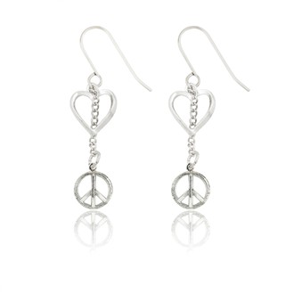 Small Peace Sign and Heart Earrings