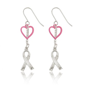 Ribbon of Life and Heart Earrings