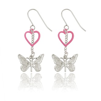 Butterfly and Heart Earrings