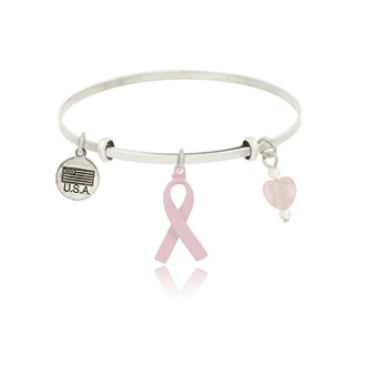 Pink Ribbon Adjustable Bangle Bracelet