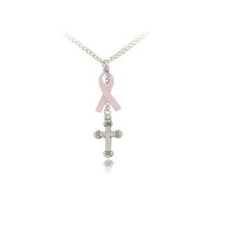 Cross and Pink Ribbon Pendant